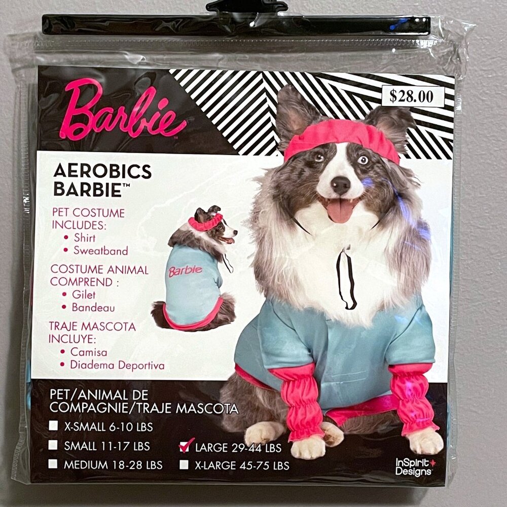 New Aerobics Barbie Pet Dog Halloween Costume Outfit Size Large 29-44 LBS - NEW